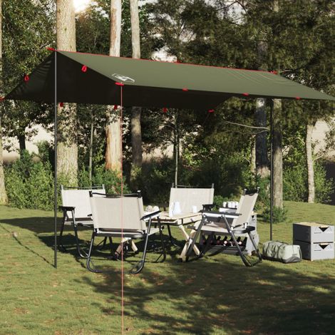 Lona de camping vidaXL, verde oliva, 406x306 cm, impermeable
