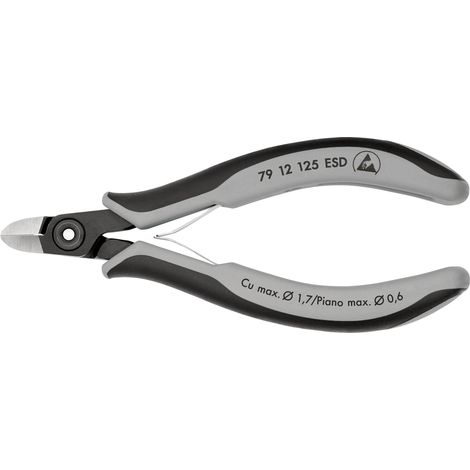 KNIPEX 79 12 125 ESD Tronchese laterale di precisione per elettronica ESD con manici multicomponente brunita 125 mm (1/6)