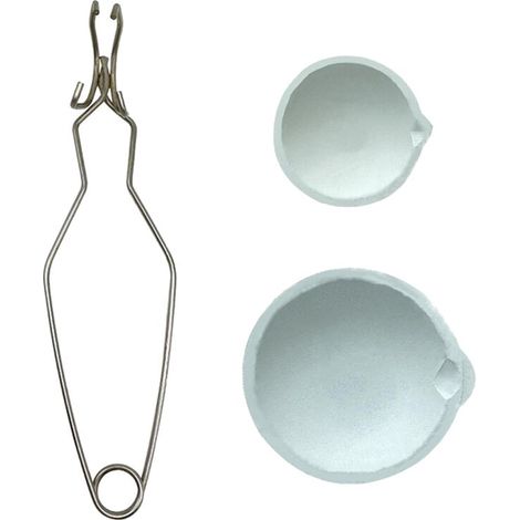 Kleines Set aus Keramikbechern und -schalen zum Schmelzen von Tiegeln mit Schneebesenstiel und Zange, 2A Gold Silber