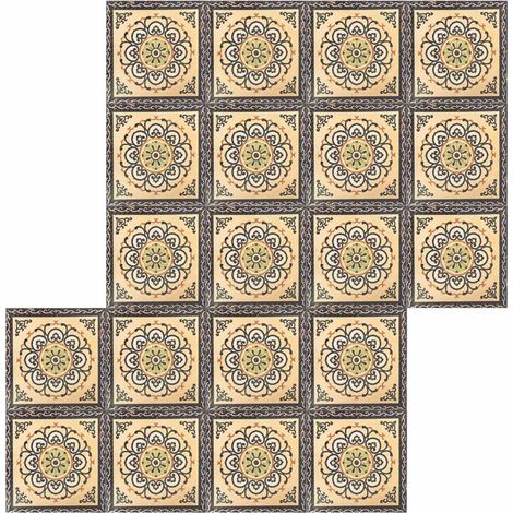 Lot de 20 autocollants de carrelage diagonaux imperméables, adhésifs pour sol, déco salon, stickers muraux étanches (1/5)