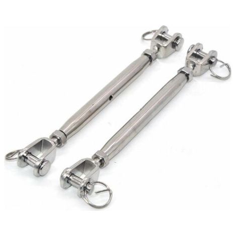 Lot de 2 tendeurs à mâchoires M8 en acier inoxydable 304 avec fermoir magnétique,tendeur de câble en acier inoxydable, tendeur fil avec embouts soudés et fermés,Vis de fermeture en inox Tendeur de boul (1/5)