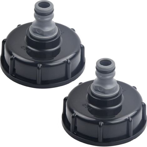 Lot de 2 bouchons de réservoir IBC, adaptateur IBC, S60 x 6 jusqu'à filetage intérieur 4,1/2", adaptateur de bouchon de réservoir de liquide, raccord de réservoir en plastique, accessoire de