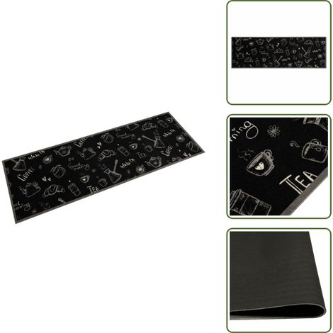 Tappeto antiscivolo - vidaXL Tappeto da Cucina Lavabile Nero Mattutino 60x180 cm in Velluto - Tappeto da cucina nero mattutino