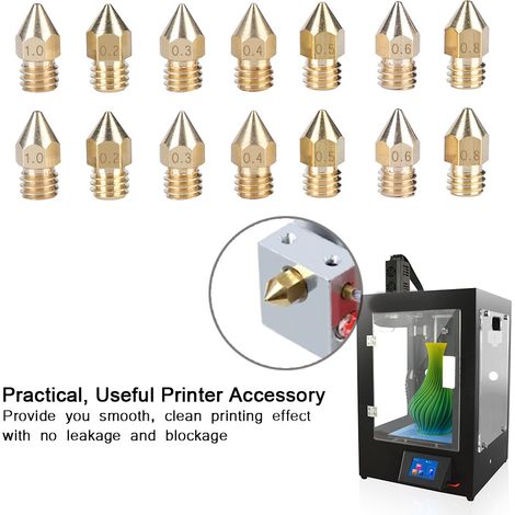 14 pièces de 7 tailles pour imprimante 3D : extrudeuse, buse en laiton, tête d'impression, accessoires. (1/5)