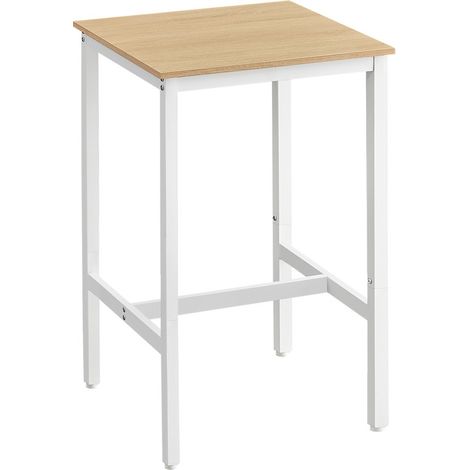 Vasagle – Table haute carrée en acier 60 x 60 x 92 cm – Style industriel blanc – Charge max 100 kg – Montage rapide en 15 min