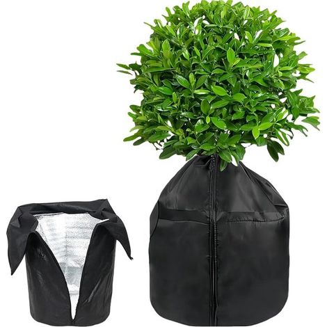 1 housse d'hiver pour plantes, 45 x 50 cm, protection thermique, housse pour pot avec fermeture éclair et cordon de serrage, résistante au gel, balcon terrasse jardin (1/5)