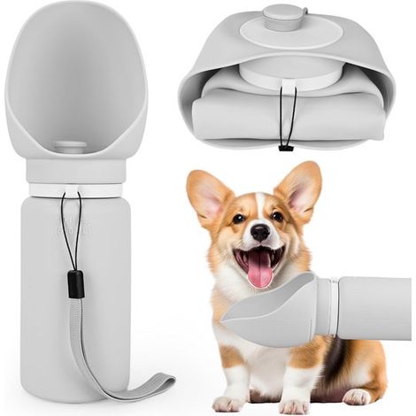 Borraccia pieghevole per cani, 550 ml, a prova di perdite e a mani libere, ideale per passeggiate, escursioni, campeggio e viaggi. Con sistema di circolazione dell'acqua. (1/5)