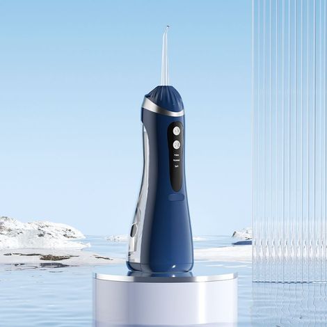 Nettoyeur buccal 4 en 1, conception étanche IPX7, longue durée de vie de la batterie, portable, irrigation par impulsions haute pression (bleu) (1/5)