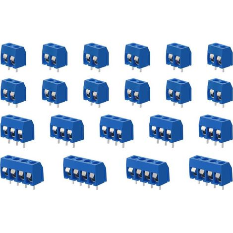 100 Pièces PCB Vis Connecteur, 5mm Pas 2 Broches / 3 Broches / 4 Broches PCB Bornier à Vis, Bleu (1/5)