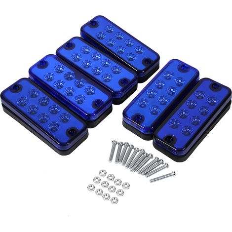 Satz mit 6 Seitenmarkierungsleuchten mit je 8 LEDs, blauer Kontrollleuchte für LKW, Anhänger, Nutzfahrzeuge und Begrenzungsbeleuchtung. (1/3)
