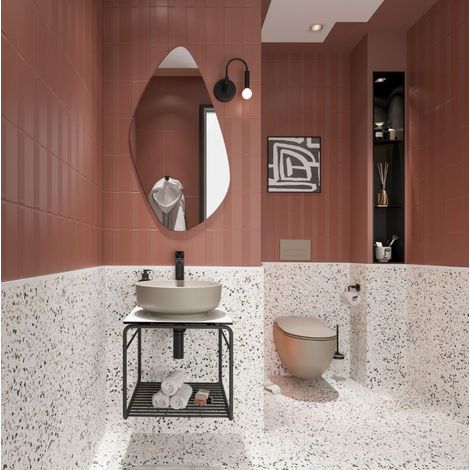 Carrelage sol uni effet terrazzo blanc 60 x 120 cm – Mat intérieur/extérieur – Pose facile et esthétique moderne
