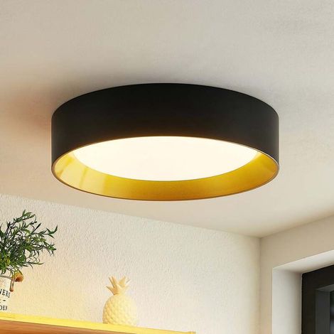 [NEUWERTIG] B-Ware Lindby Deckenleuchte Kambia LED Lampe Leuchte schwarz-gold Ø45cm 36W warmweiß (1/2)