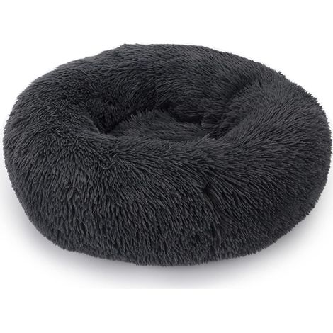 Lit Moelleux Rond Panier pour Chats et Chien, Extra Large Lavable Coussin, Panier Chien Donut, Confortable Lavable Lit pour Animaux, (120cm,Gris Foncé)