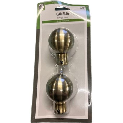 2PZ TERMINALE DECORATIVO CAMELIA  D.20MMCOL.OROANTICO