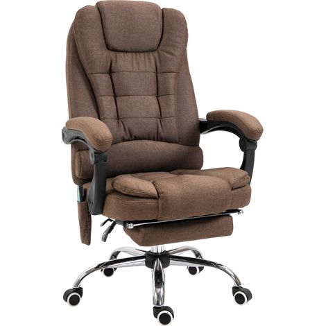 Fauteuil de direction avec fonction massage, chauffage, réglage en hauteur, dossier inclinable, repose-pieds et coussin lombaire