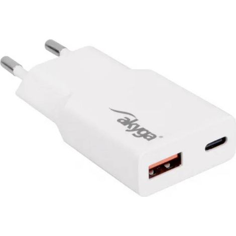 Akyga Chargeur USB 30 W USB-C®, USB-A blanc (1/4)