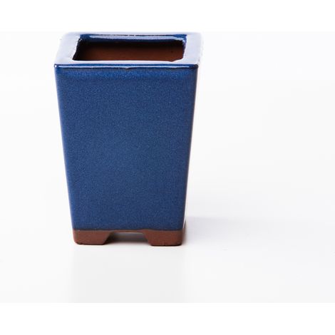 Vaso bonsai quadrato 8 cm smaltato blu (1/2)