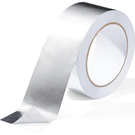 50 mm x 20 m Ruban Adhésif Aluminium, Argenté ruban etancheite plomberie - isolant thermique En fibre de verre - Pour tuyau et voiture (1/5)