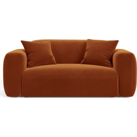 Canapé modulable 2 places en velours terracotta (1/4)