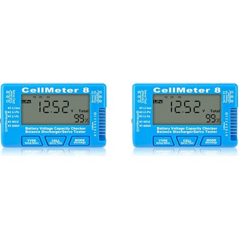 Adatto per 2 tester e misuratori di capacità della batteria digitali RC Cellmeter 8, applicabile a batterie agli ioni di litio, al nichel-metallo idruro e al nichel-cadmio, colore blu.