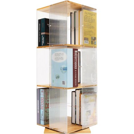 Gojoy – Bibliothèque acrylique transparente 3 niveaux – Rangement en cube – Capacité 45 kg – Design moderne pour maison et bureau (1/5)