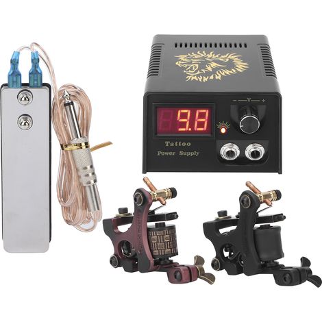 Kit de machine à tatouer, bobines, alimentation, aiguilles, outil complet (prise UE). (1/5)