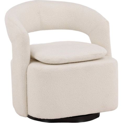 Fauteuil Design Bouclette "Laurel" 71cm Blanc (1/5)