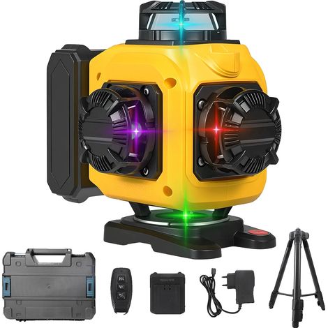 Livella laser, telecomando, rotazione a 360 gradi, 16 linee (con treppiede) (1/2)