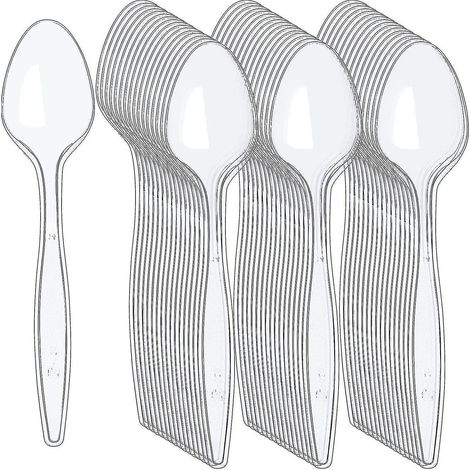 Althee 500 Cuillères en plastique transparent, couverts en plastique résistant (1/5)
