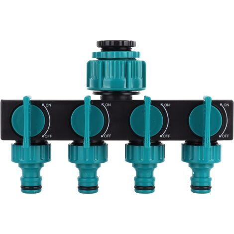 DEESSE SHOP-Separateur de Tuyau D'arrosage, Connecteurs de Tuyau de Robinet d'eau en Plastique 4 Voies Distributeurs Adaptateur de Robinet de Tuyau Reglable pour Outil D'irrigation Agricole de Jardin (1/5)