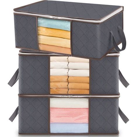 Sac de Rangement Vetement avec Poignées Renforcées Housse Couettes avec Fenêtre Transparente Boite Rangement sous lit Pliable (1/5)