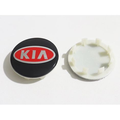(Ancien enjoliveur Kia noir et rouge 58 mm) - 4 enjoliveurs neufs 58 mm 8 broches avec logo Kia, emblème de voiture, cache-moyeu de roue, protection anti-poussière, accessoires de style (1/5)