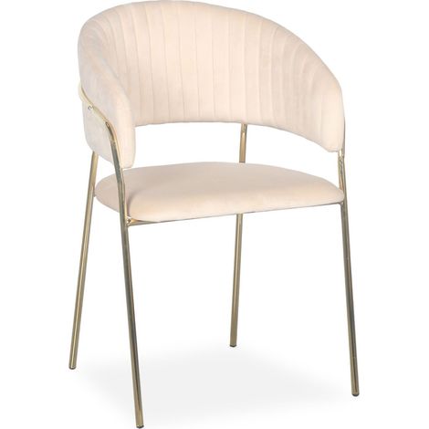Lot de 8 chaises Tabata Métal Or et Velours Beige (1/5)