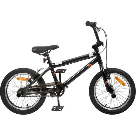 Vélo BMX enfant 18 pouces, convient aux enfants de 7 à 10 ans, noir.