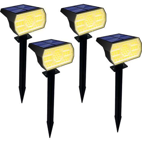 Lot de projecteurs solaires, 56 LED, lumière blanche chaude 3000K, panneau 2W, batterie 1500mAh, étanche IP65, pour jardin allée (1/5)