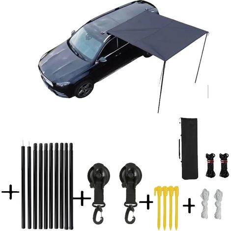 Tenda parasole laterale, materiale impermeabile, facile da installare, nera, set 2x3 m (1/2)