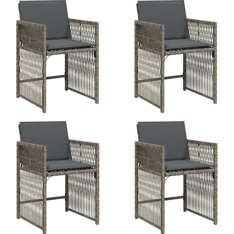 Maison Exclusive - Sedie da Giardino con Cuscini 4pz Grigio in Polyrattan
