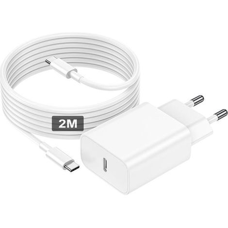 Chargeur Usb C Rapide Avec Usb C 2M, 30W Chargeur Rapide Pour Iphone 17 16 15 Pro Max/Pro/Air/Ipad, Samsung S25 Couleur:gris (1/5)