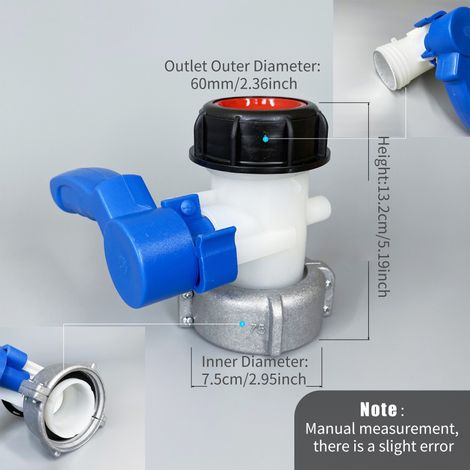 Robinet de vidange de 75 mm pour réservoir IBC, adaptateur de robinet, vanne d'arrêt, robinet de vidange pour réservoir d'eau de pluie, raccord pour réservoir IBC pour huile, carburant et eau (1/3)