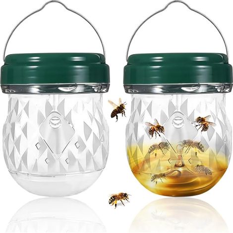 Lot de 2 pièges à guêpes à suspendre à 360° - Pour l'extérieur - Pour la maison et le jardin - Vert (1/5)