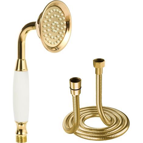 Douche à tête haute pression classique en or Style téléphonique traditionnel Douche à tête portée à main Douche à économie d'eau et tuyau 1,5M, doré (1/5)