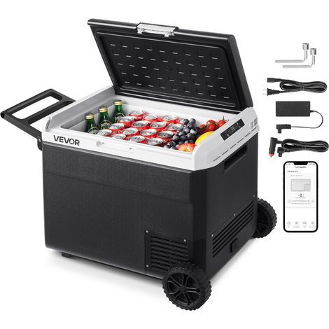 VEVOR 60 L Elektrische Kompressor Kühlbox, 12/24 V DC & 100-240 V AC Tragbare Autokühlbox mit Rollen & Griff, Gefrierschrank bis -20°C, Mini Kühlschrank für Auto, Wohnmobil, Lkw, Camping & Outdoor (1/5)