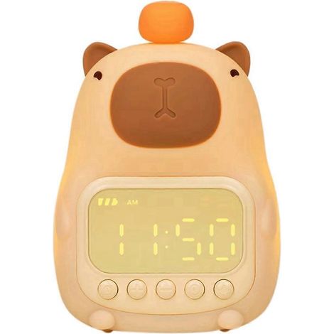 LED-Nachttischwecker mit Capybara-Muster, Schlummerfunktion und wiederaufladbarem Nachtlicht