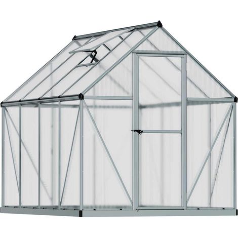 Palram – Serre de jardin polycarbonate 4,5m² – Panneaux double paroi 4mm – Cadre aluminium résistant – Base acier galvanisé – 701549