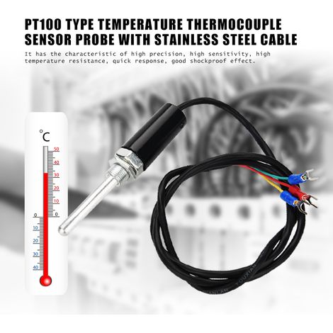 Sonde de température à thermocouple de type PT100 avec câble en acier inoxydable (50 mm) (1/5)