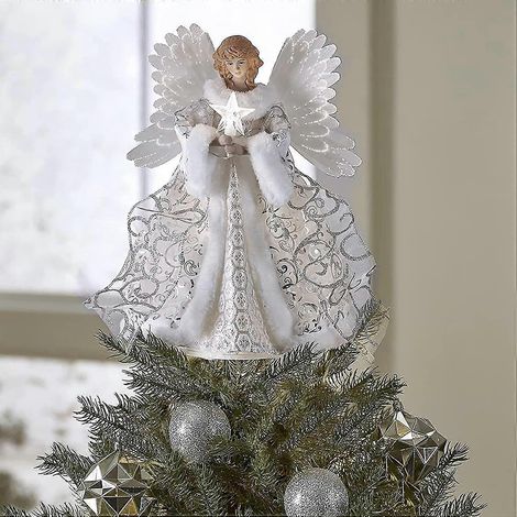 Décorations de sapin de Noël - Ange blanc en acrylique, pendentif féerique pour cime de sapin, idéal pour les décorations, ornements et décorations festives. (1/3)