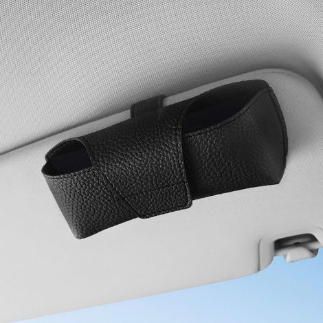 Custodia per occhiali da auto - Clip per occhiali da auto - Scatola portaoggetti - Parasole - Montatura per occhiali - Custodia per occhiali da sole - Accessori per interni auto - Nero (1/2)