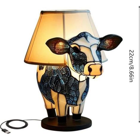 Lampe de table - Funny Cute Cow - Rechargeable USB - LED - Contemporain - Design - Éclairage économe en énergie (1/4)