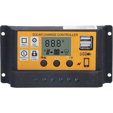 Intelligenter Laderegler für Photovoltaik-Anlagen, automatische Steuerung, 12 V, 24 V, 30 A, gelb