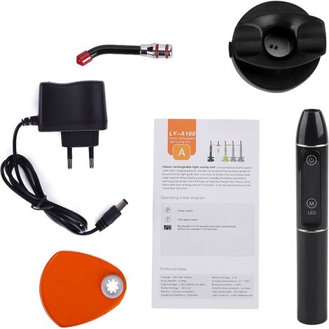 Lampe de lumière de Machine de polymérisation dentaire LED sans fil sans fil noir- (1/5)